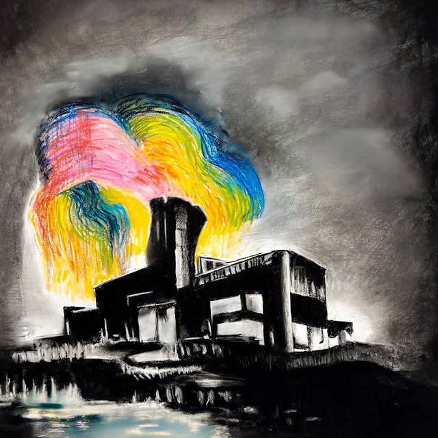 Rainbow Refinery, 2022. What remains after humanity has left Earth to find a new home? A desolate landscape slowly...