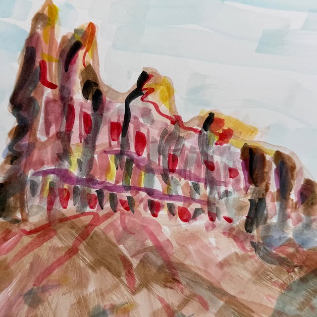 watercolor sketch. @ghostranchorg . Missing that crazy landscape already!