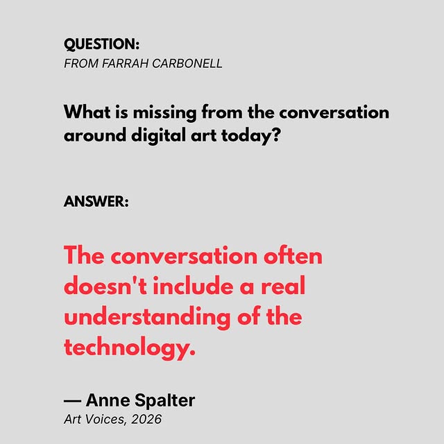 Responding to a question from Farrah Carbonell (@far.rah) during our inaugural Art Voices conversation, Anne Spalter...