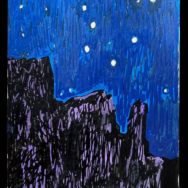 Big Dipper out my bedroom window. post card. @ghostranchorg Mixed media, 2026
