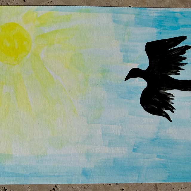 Black and yellow . @ghostranchorg . Watercolor . Postcard. 2026
