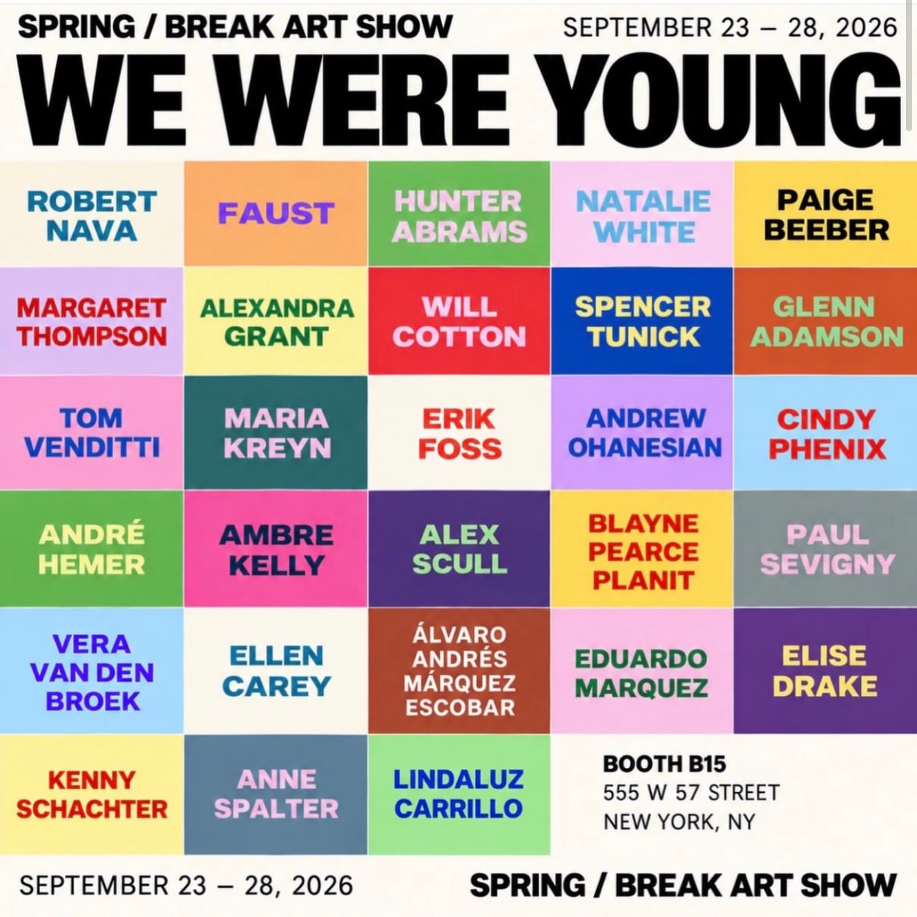 So excited to be part of this genius curatorial effort! And in such great company! @springbreakartshow...