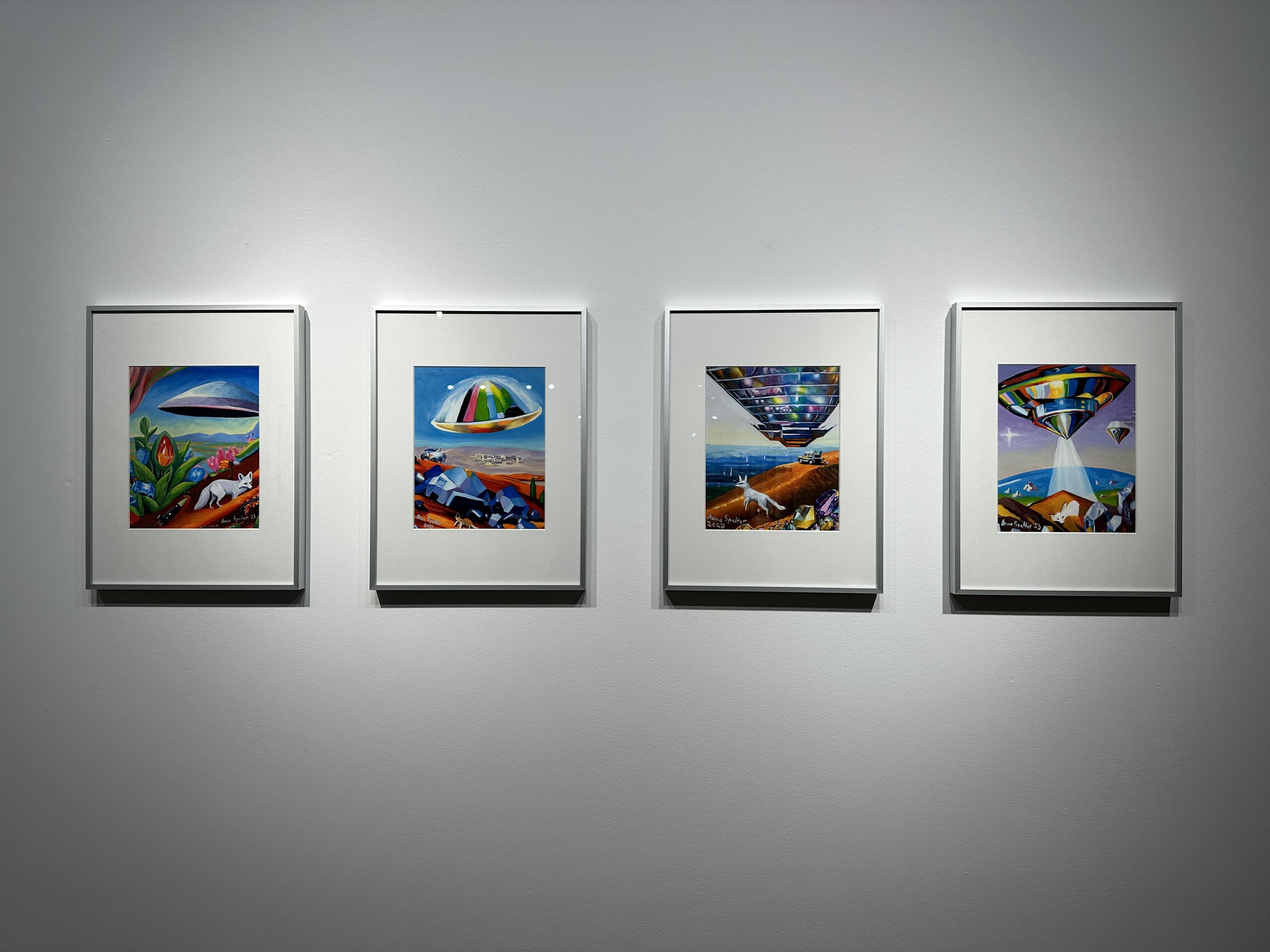 Four small oil paintings on paper